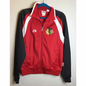 Vintage Majestic Track Jacket Chicago‎ BlackHawks Retro M5 Size Small